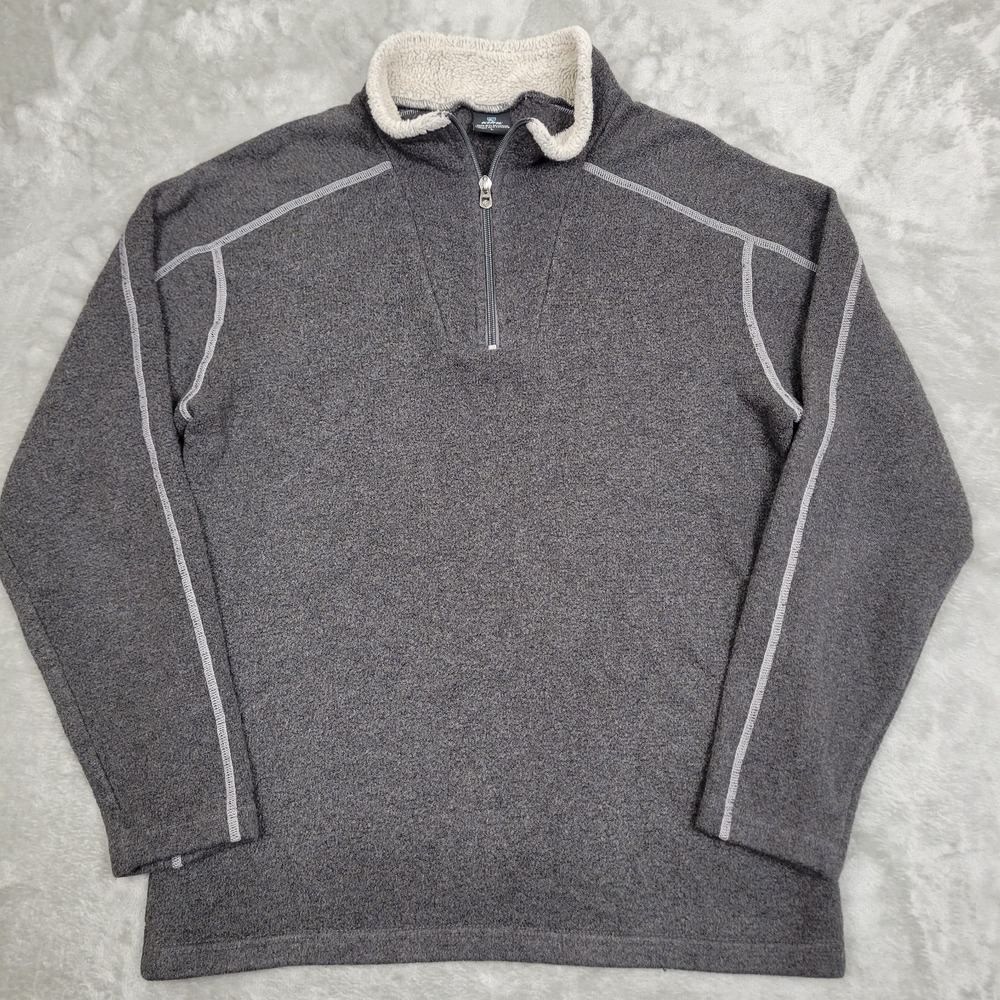 Kuhl Europa Alfpaca Fleece Mens L 1/4 Zip Pullover Sweater Gray Outdoor Hiking